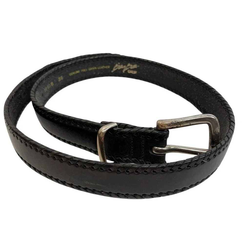 Billy Belts Vintage Mens 36 Black Full‎ Grain Leather Whipstitch Belt 1203 B